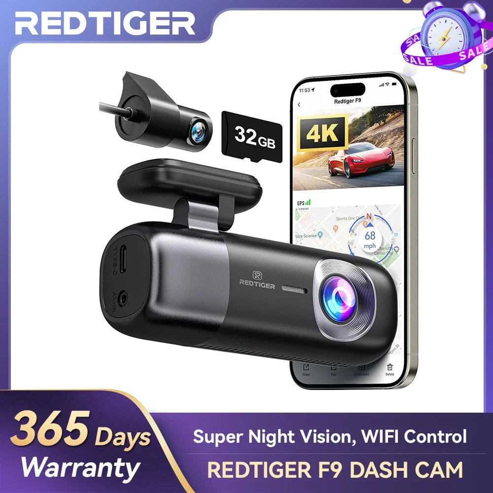 Dash Cam 4K Front and Rear WiFi GPS