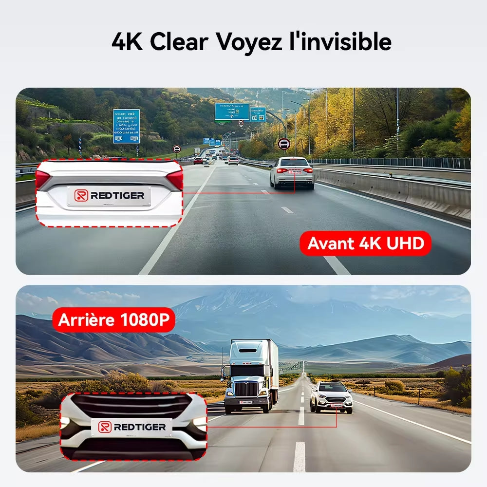 Dash Cam 4K Front and Rear WiFi GPS